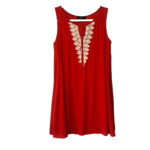 Anthropologie Naif Embroidered Dress Coral Red Size Small